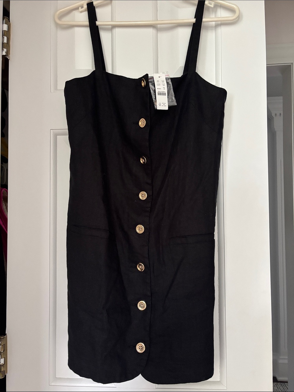NWT J. Crew Black gold Button-Front Mini Dress